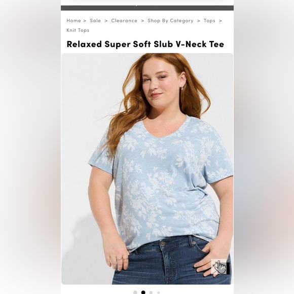 Torrid Relaxed Super Soft Slub V Neck Tee - Picture 3 of 5